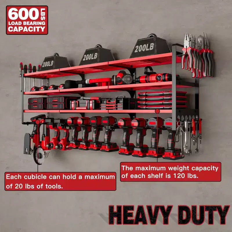 Hausource Organizer per utensili elettrici grande a 4 livelli - 12 supporti per trapano, scaffale per officina