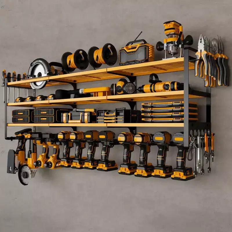 Hausource Organizer per utensili elettrici grande a 4 livelli - 12 supporti per trapano, scaffale per officina