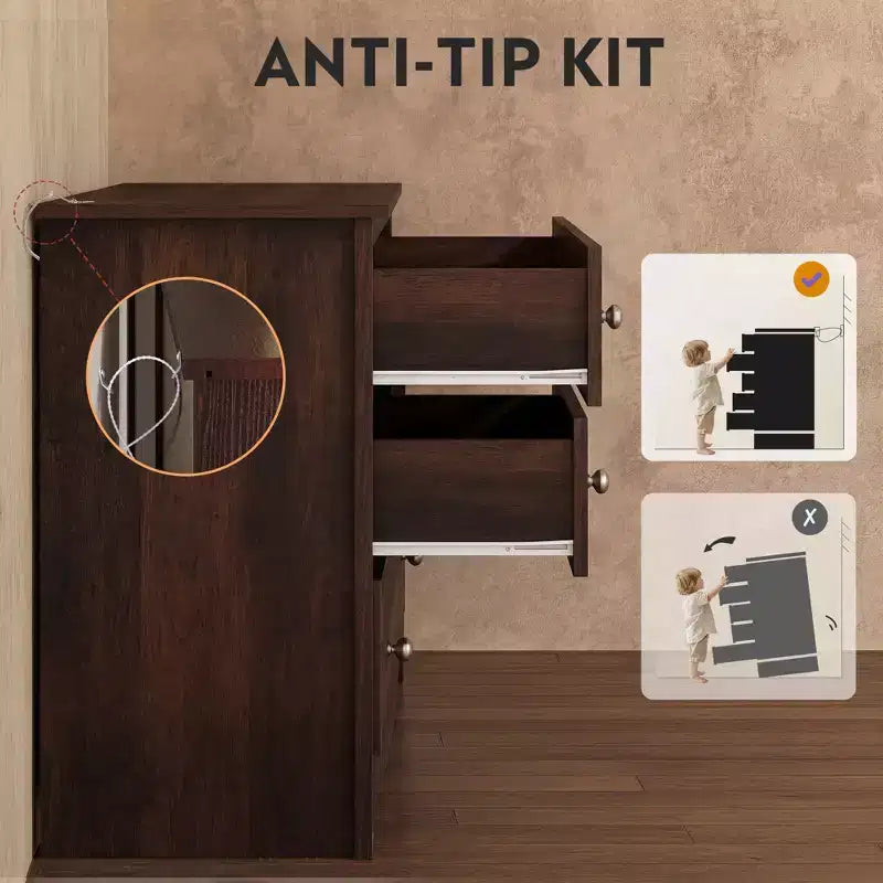 Cassettiera moderna con 6 cassetti, comò in legno largo 150 cm per camera da letto/soggiorno, unità organizer comodino lungo