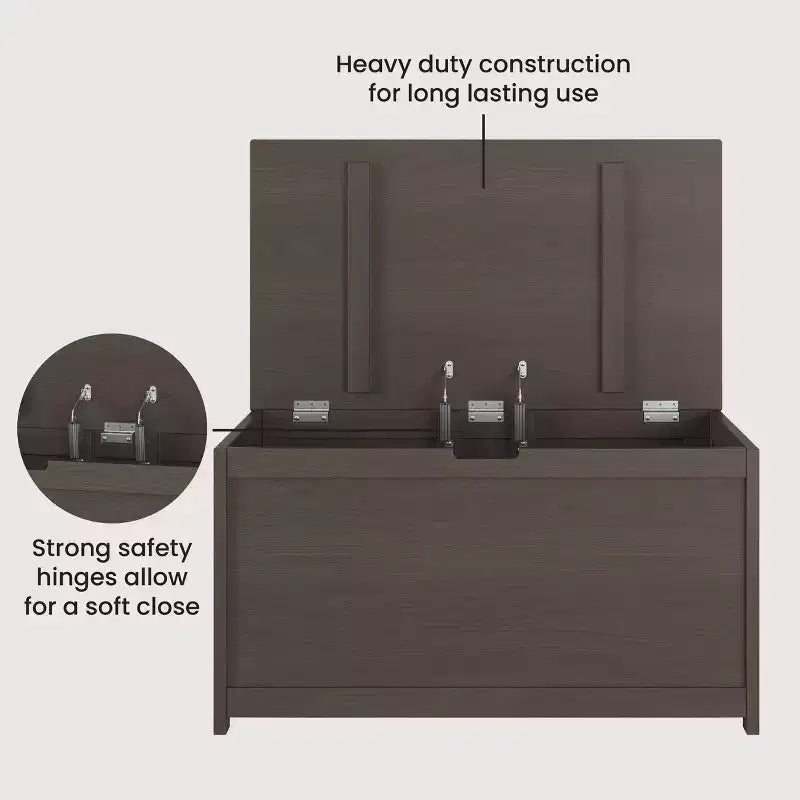 Cassapanca giocattolo in legno Harmony da 33 pollici, ampio contenitore, 2 cerniere di sicurezza, foro di ventilazione standard sul retro, 6 piedi cubi di spazio di archiviazione