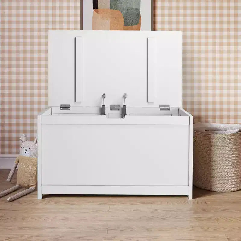 Cassapanca giocattolo in legno Harmony da 33 pollici, ampio contenitore, 2 cerniere di sicurezza, foro di ventilazione standard sul retro, 6 piedi cubi di spazio di archiviazione