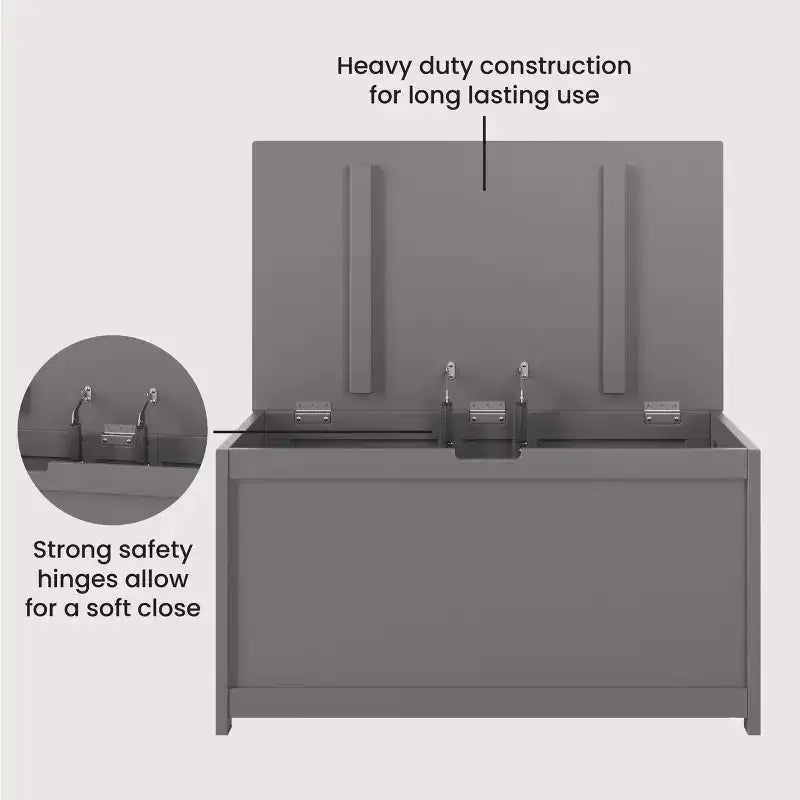 Cassapanca giocattolo in legno Harmony da 33 pollici, ampio contenitore, 2 cerniere di sicurezza, foro di ventilazione standard sul retro, 6 piedi cubi di spazio di archiviazione