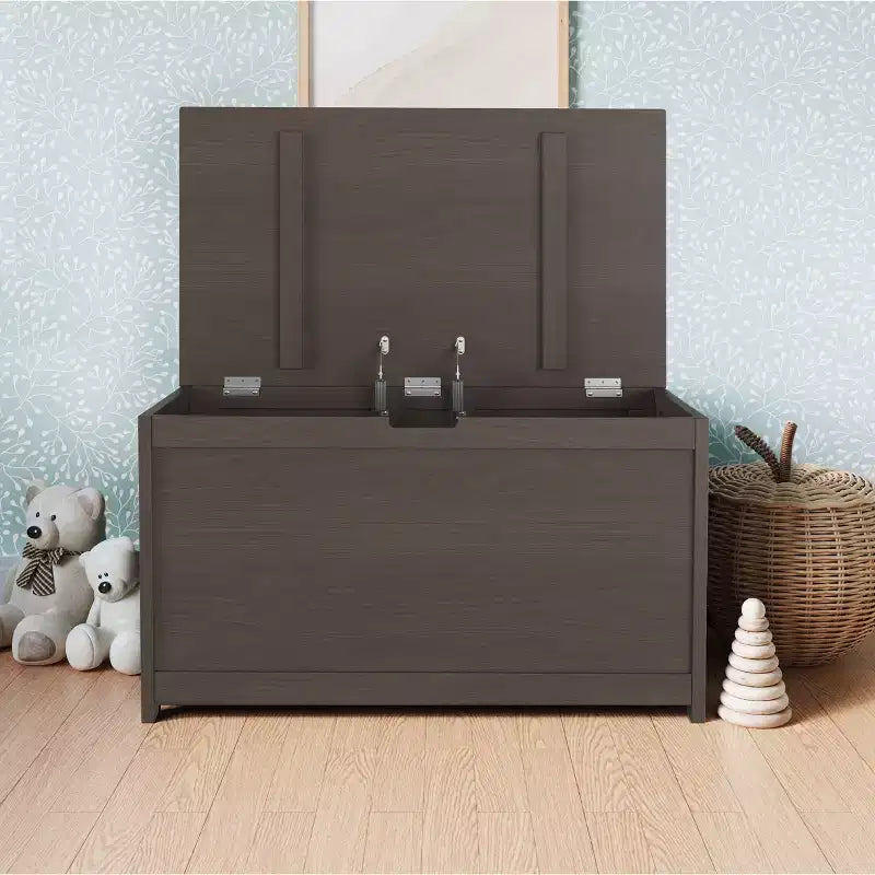 Cassapanca giocattolo in legno Harmony da 33 pollici, ampio contenitore, 2 cerniere di sicurezza, foro di ventilazione standard sul retro, 6 piedi cubi di spazio di archiviazione