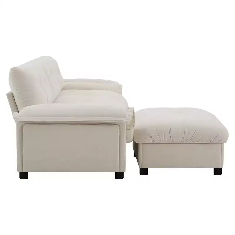 Divano componibile moderno a forma di L, divano Cloud imbottito con porte di ricarica e portabicchieri e tasche laterali e poggiapiedi contenitore mobile