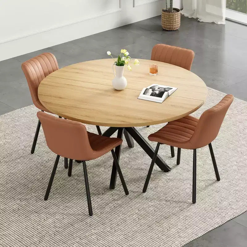 PexFix Tavolo da pranzo rotondo da 47 pollici, tavolino da caffè moderno di metà secolo per 4-6 persone, tavolo da fattoria per cucina, sala da pranzo, naturale