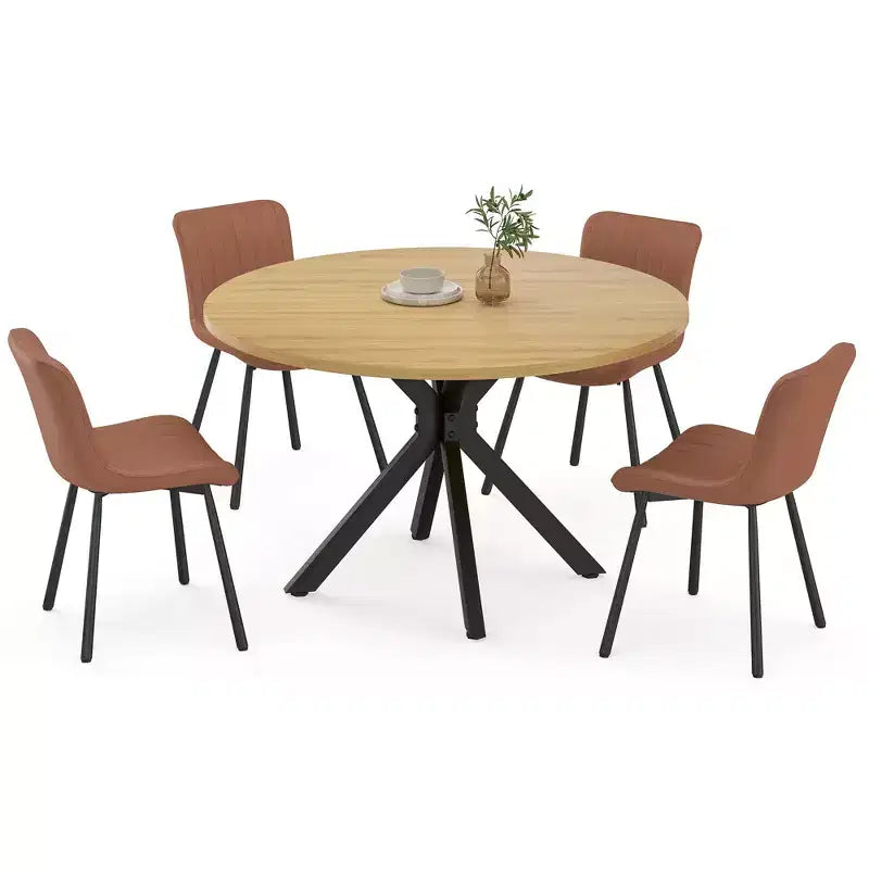 PexFix Tavolo da pranzo rotondo da 47 pollici, tavolino da caffè moderno di metà secolo per 4-6 persone, tavolo da fattoria per cucina, sala da pranzo, naturale