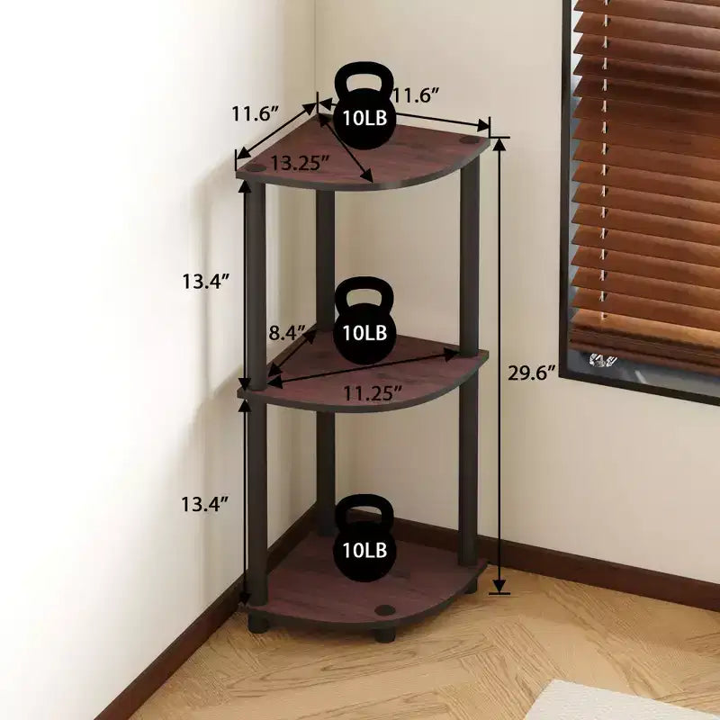 HOMLUX Scaffale Angolare Decorativo a 3 Ripiani