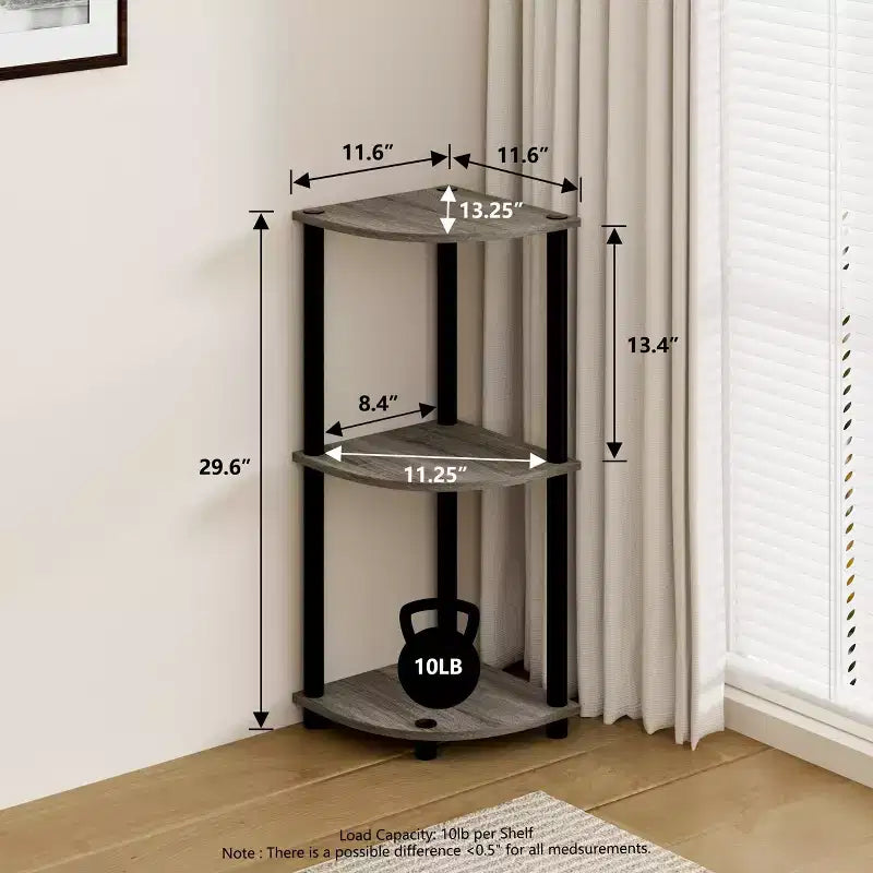 HOMLUX Scaffale Angolare Decorativo a 3 Ripiani