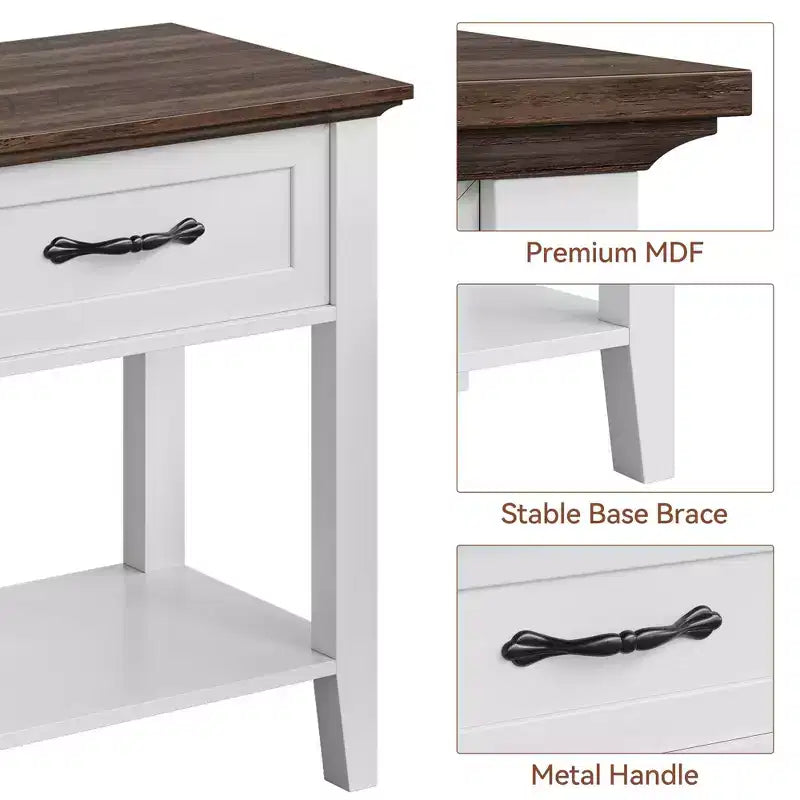 Comodini (confezione da 2), tavolini/mobili d'appoggio per soggiorno con cassetto, design industriale, comodini con ripiano, tavolini per camera da letto, dormitorio, grigio