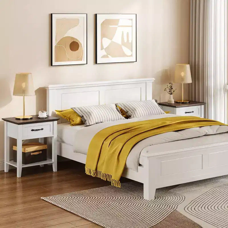 Comodini (confezione da 2), tavolini/mobili d'appoggio per soggiorno con cassetto, design industriale, comodini con ripiano, tavolini per camera da letto, dormitorio, grigio