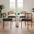 2 Pezzi Sedie da Pranzo Moderne Imbottite Schienale in Rattan Sedie da Pranzo Accento Sedie da Cucina con Gambe in Metallo Verde