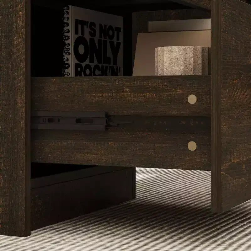Scrivania angolare regolabile in legno scuro – Scrivania da ufficio per computer – Postazione di lavoro ergonomica per ufficio con vano portaoggetti