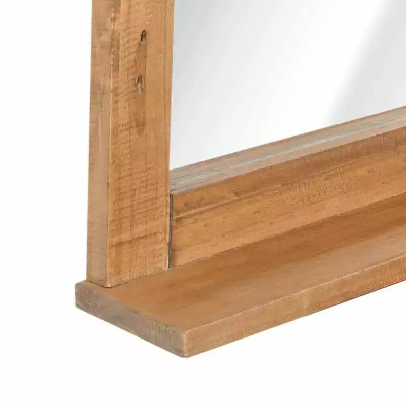 Mobili da bagno in legno massello di pino - Mobile lavabo e specchio in stile rustico - Marrone