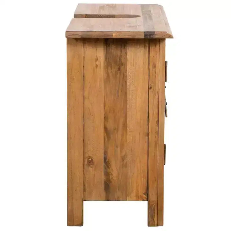 Mobili da bagno in legno massello di pino - Mobile lavabo e specchio in stile rustico - Marrone