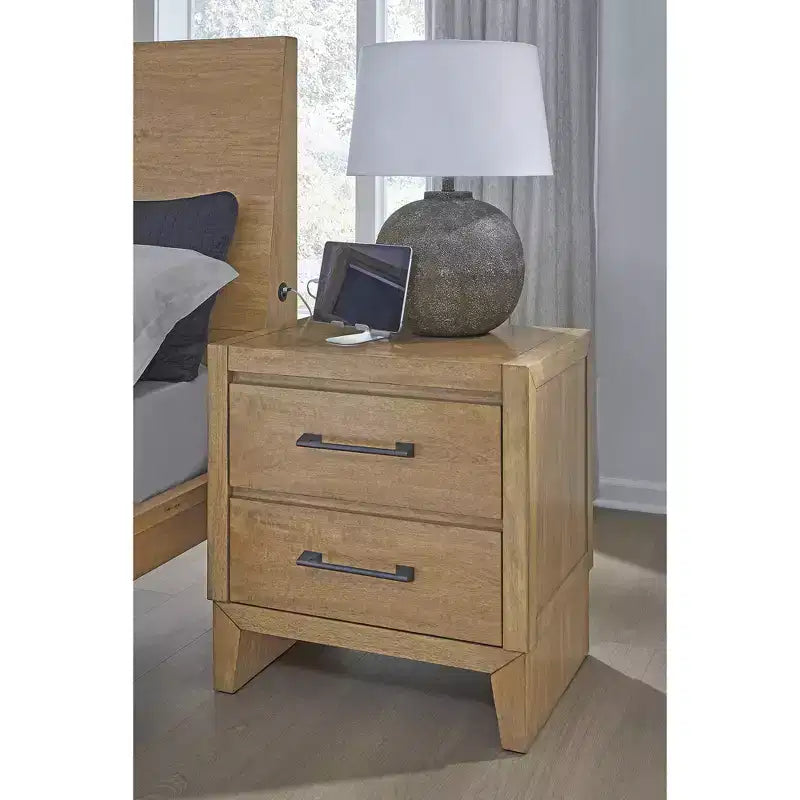 Comodino Sherbana a 2 cassetti, Marrone chiaro
