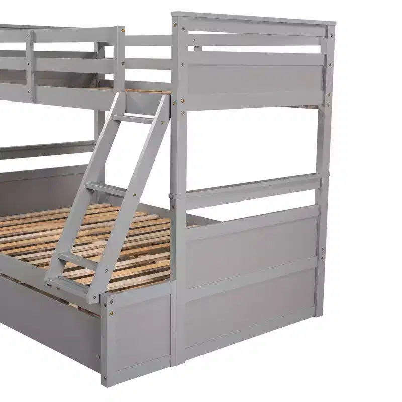 Letto a Castello con Letto Matrimoniale e Letto Singolo, con Contenitore - Bianco
