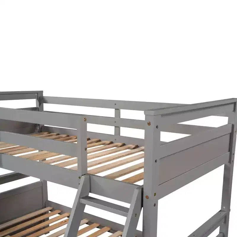 Letto a Castello con Letto Matrimoniale e Letto Singolo, con Contenitore - Bianco