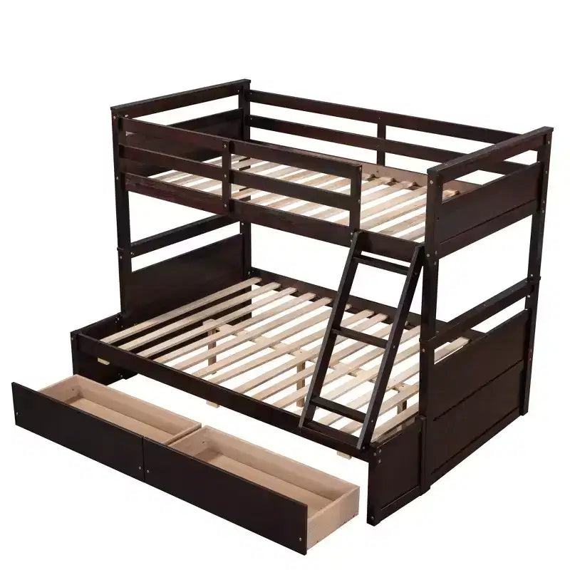Letto a Castello con Letto Matrimoniale e Letto Singolo, con Contenitore - Bianco