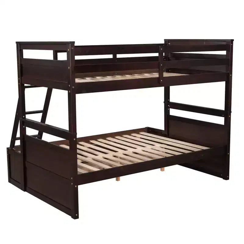 Letto a Castello con Letto Matrimoniale e Letto Singolo, con Contenitore - Bianco