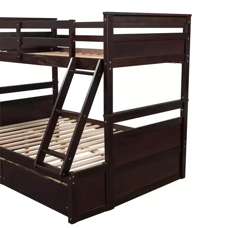 Letto a Castello con Letto Matrimoniale e Letto Singolo, con Contenitore - Bianco