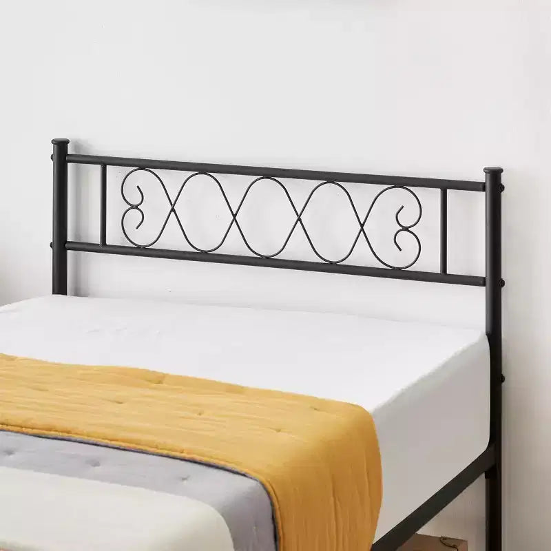 Struttura letto in metallo singola/una piazza e mezza/matrimoniale con testiera a cuore, contenitore sotto il letto, nessuna rete a molle necessaria per bambini e ragazzi