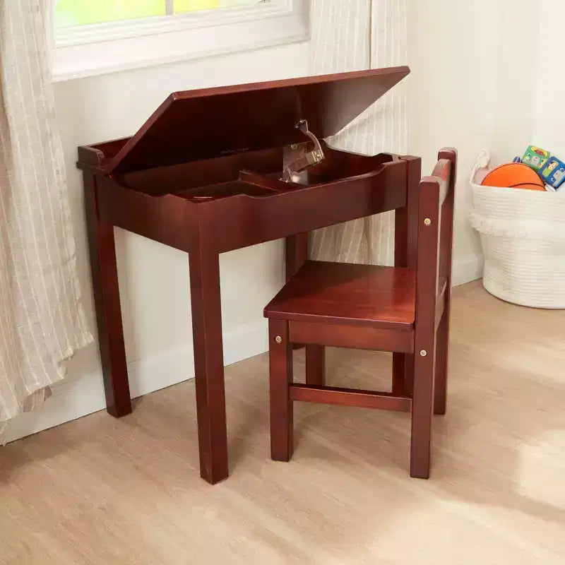 Scrivania e sedia per bambini con piano sollevabile in legno - Espresso: Mobili per ufficio, Struttura in legno, Contenitore chiuso