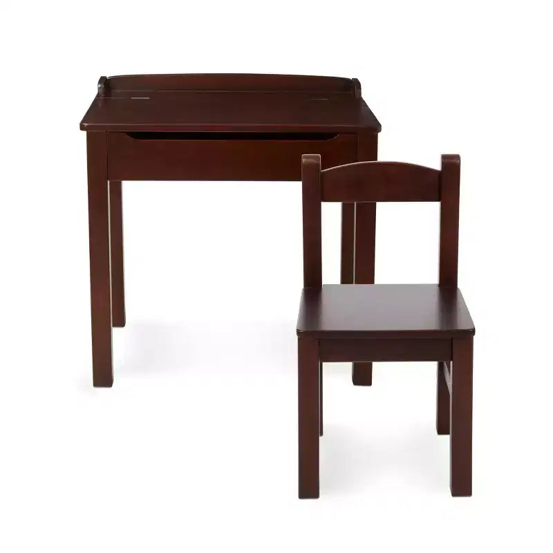 Scrivania e sedia per bambini con piano sollevabile in legno - Espresso: Mobili per ufficio, Struttura in legno, Contenitore chiuso
