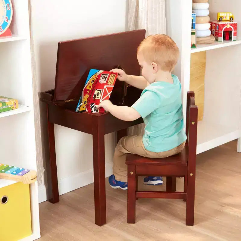 Scrivania e sedia per bambini con piano sollevabile in legno - Espresso: Mobili per ufficio, Struttura in legno, Contenitore chiuso