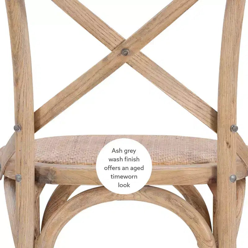 Sgabello da bar Roxy Wash per tappezzeria Grigio: Legno di olmo, design in stile country francese, altezza seduta 76 cm