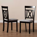 Set of 2 Rosie Espresso Finished Dining Chair Gray/ Brown - Baxton Studio: X-Back, Padded Seat, Wood Frame
