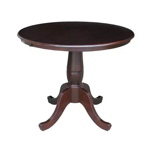 36" Round Top Pedestal Dining Table Dark Brown - International Concepts