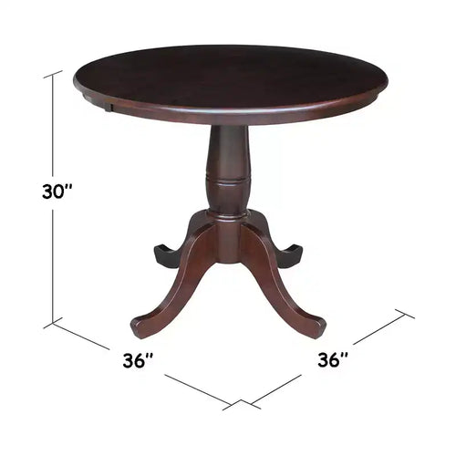 Tavolo da pranzo rotondo con piedistallo da 36" marrone scuro
