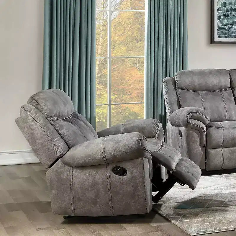 Poltrona reclinabile Zubaida 41" in velluto grigio bicolore