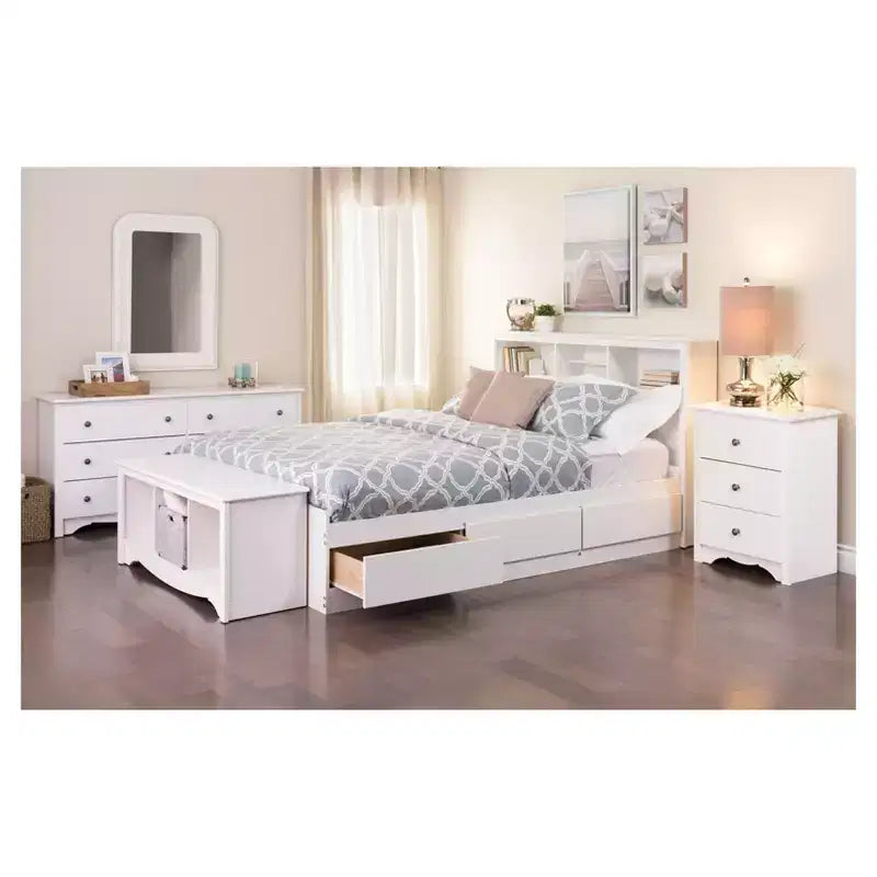Comodino a 3 cassetti Monterey - Bianco: Mobile Moderno per Comodino, Design Salvaspazio