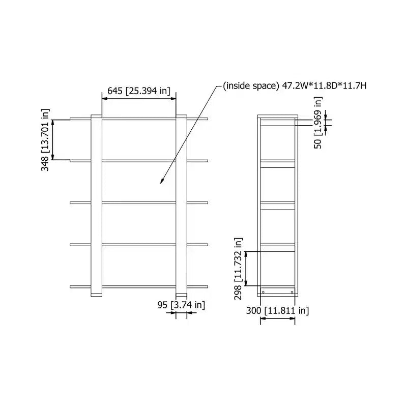 Libreria a 5 ripiani Talia da 158,5 cm Noce/Bianco