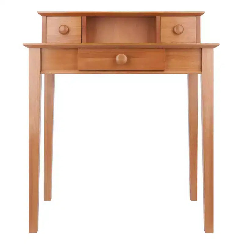 Scrivania da studio con alzata Marrone Miele: Moderno di metà secolo, Mobili per ufficio, Design salvaspazio