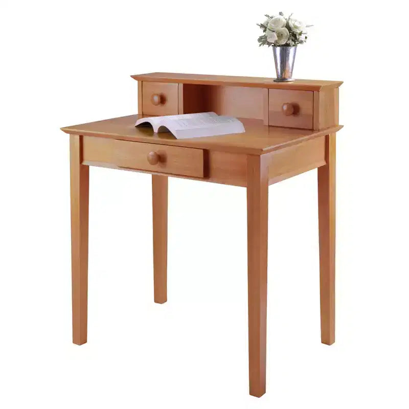 Scrivania da studio con alzata Marrone Miele: Moderno di metà secolo, Mobili per ufficio, Design salvaspazio