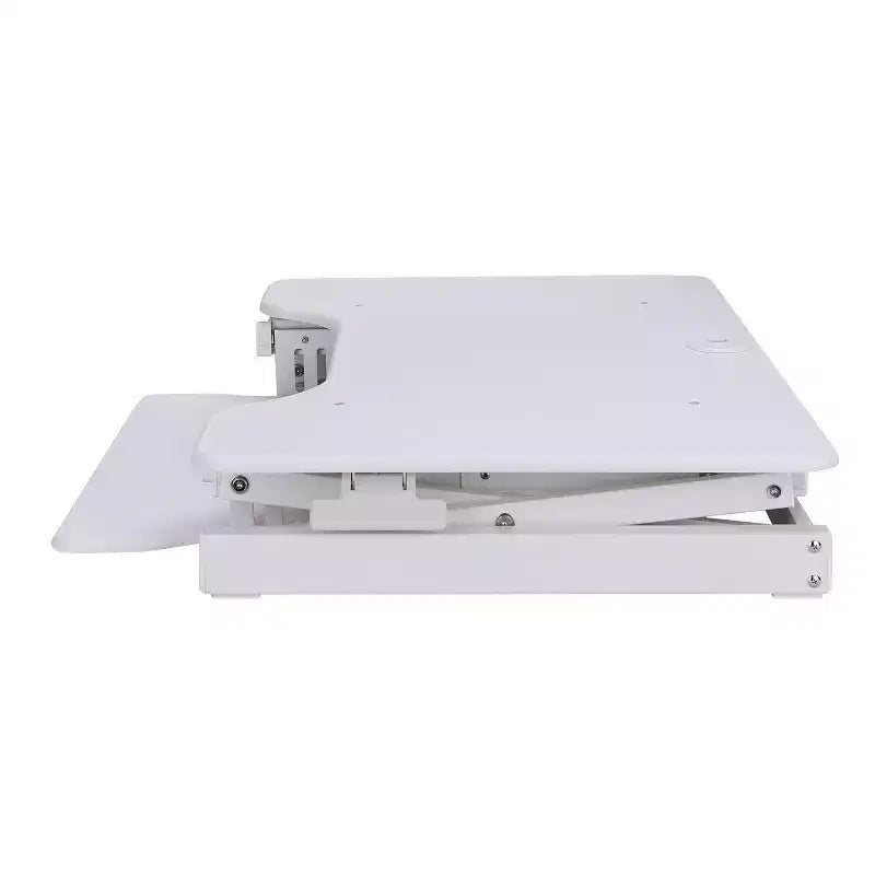 Rialzo convertibile da scrivania da seduto a in piedi con altezza regolabile, ergonomico, colore bianco: supporto portatile per laptop con vassoio per tastiera