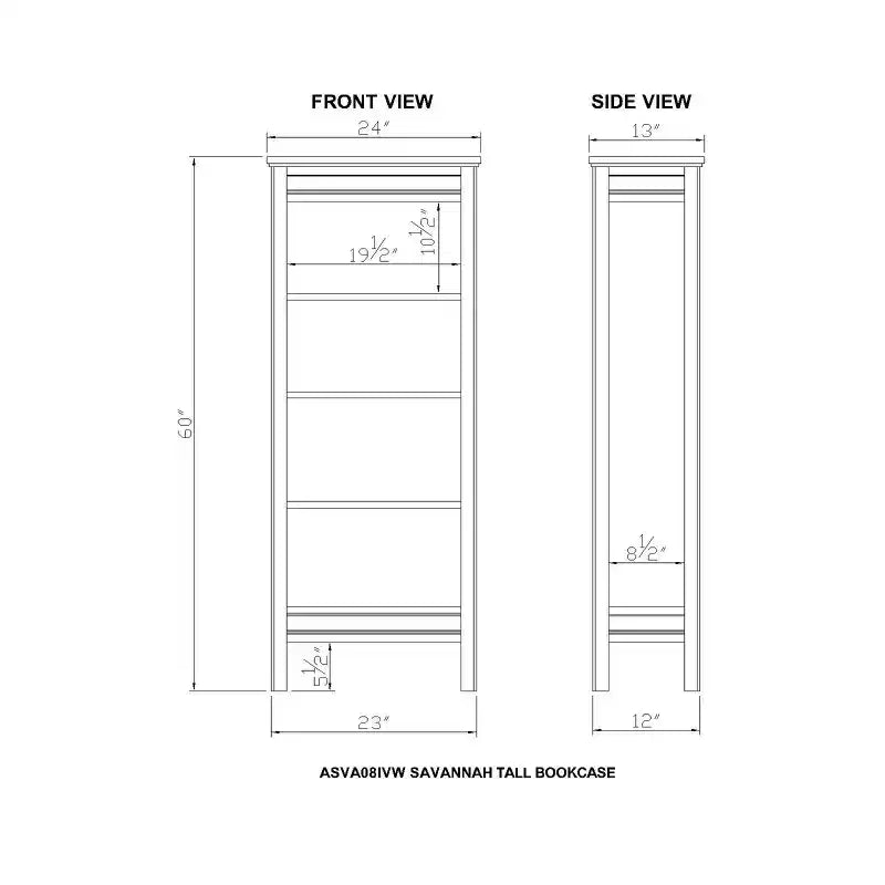 Libreria alta Savannah da 60" color avorio con piano in legno naturale