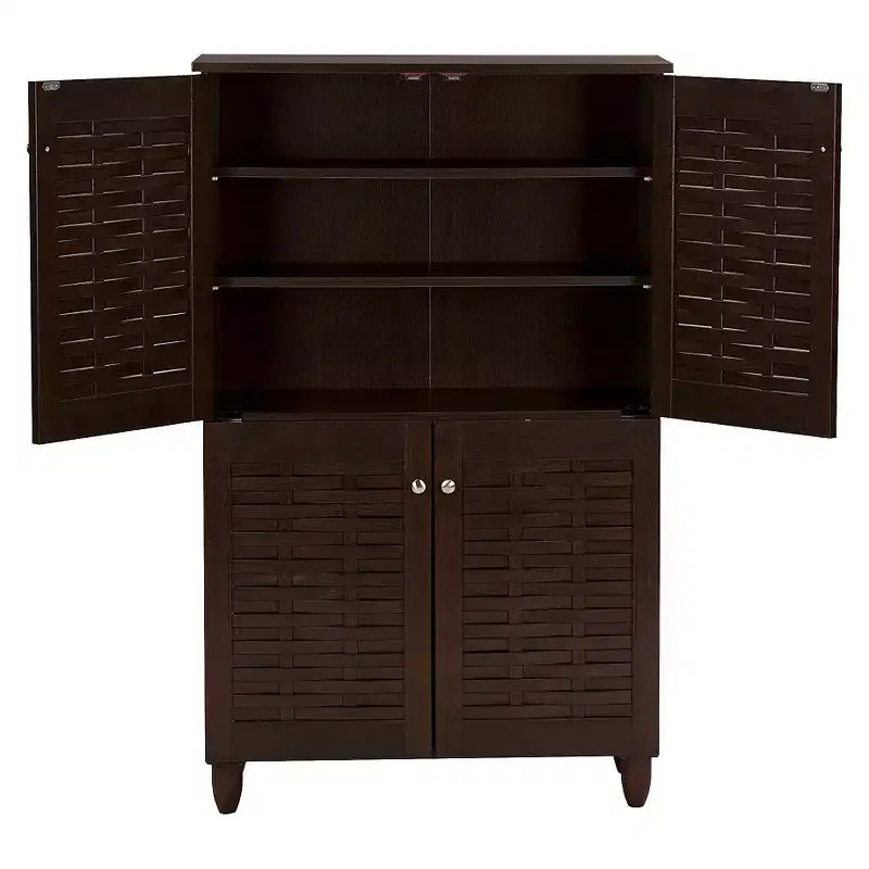 Winda Mobile Porta Scarpe Moderno e Contemporaneo a 4 Ante in Legno: Organizer per 18 Paia