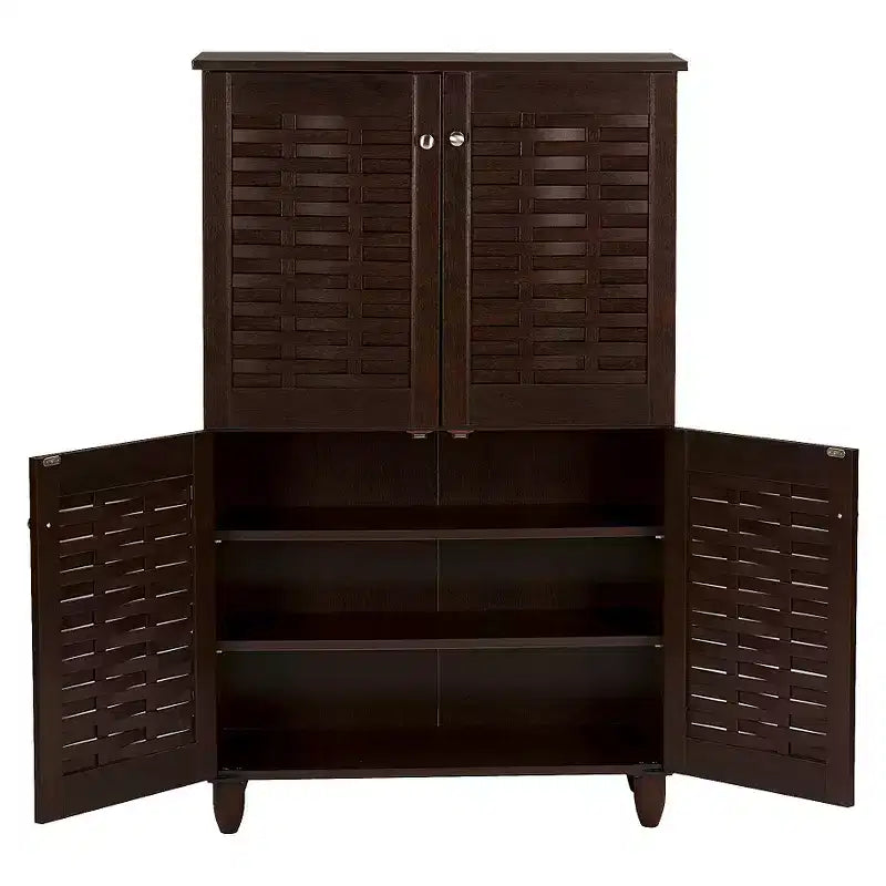 Winda Mobile Porta Scarpe Moderno e Contemporaneo a 4 Ante in Legno: Organizer per 18 Paia