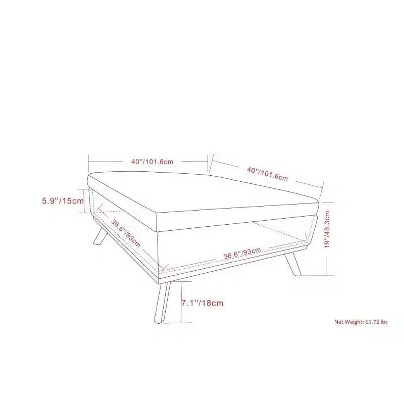 Pouf-Contenitore Quadrato Ethan XL (Tavolino da Caffè)